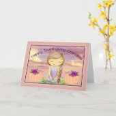 Thanksgiving Kaart voor grootmoeder met jong meisj (Gele Bloem)