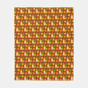 Thanksgiving Kabouter en Herfstbladeren op Bruin Fleece Deken