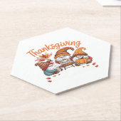 Thanksgiving Kabouter Herfst Luipaard Kalkoen Esse Kartonnen Onderzetters (Schuin)