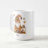 Thanksgiving Kabouter Pompoen Herfstbladeren Koffiemok (Voorkant links)