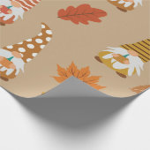 Thanksgiving-kabouters met herfstbladeren    cadeaupapier (Hoek)