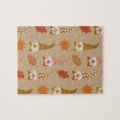 Thanksgiving kabouters met herfstbladeren legpuzzel (Horizontaal)