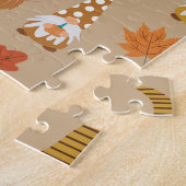 Thanksgiving kabouters met herfstbladeren legpuzzel (Zijkant)