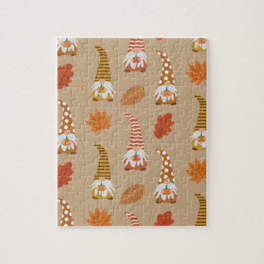 Thanksgiving kabouters met herfstbladeren legpuzzel (Verticaal)