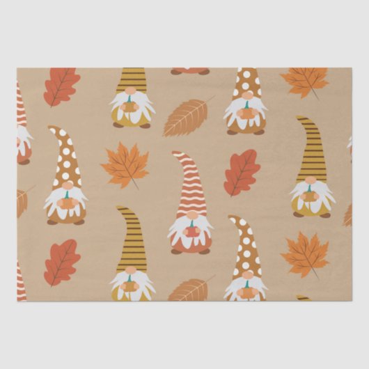 Thanksgiving-kabouters met herfstbladeren tissuepapier (Voorkant)