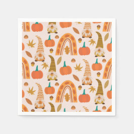 Thanksgiving kabouters met pompoenen en bladeren servet