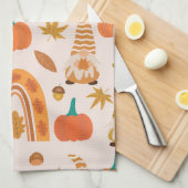 Thanksgiving kabouters met pompoenen en bladeren theedoek (Quarter Fold)