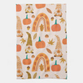 Thanksgiving kabouters met pompoenen en bladeren theedoek (Verticaal)