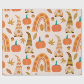 Thanksgiving kabouters met regenboog en herfstblad cadeaupapier (Vlak)