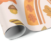 Thanksgiving kabouters met regenboog en herfstblad cadeaupapier (Rol Hoek)