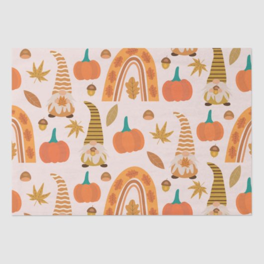 Thanksgiving kabouters met regenboog en herfstblad tissuepapier (Voorkant)