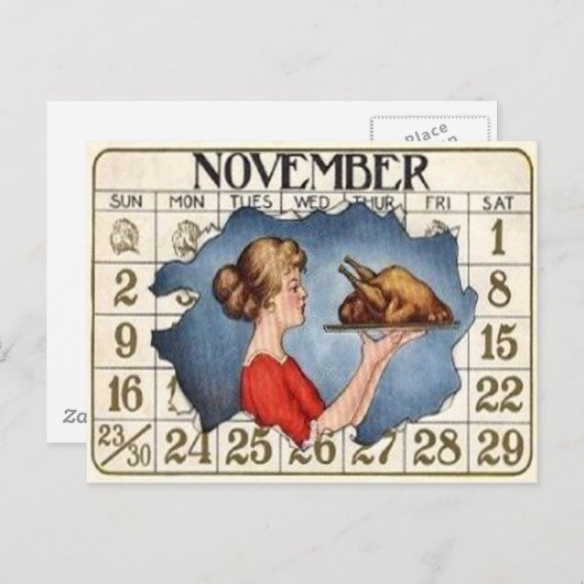 Thanksgiving Kalender Feestdagenkaart (Voorkant / Achterkant)