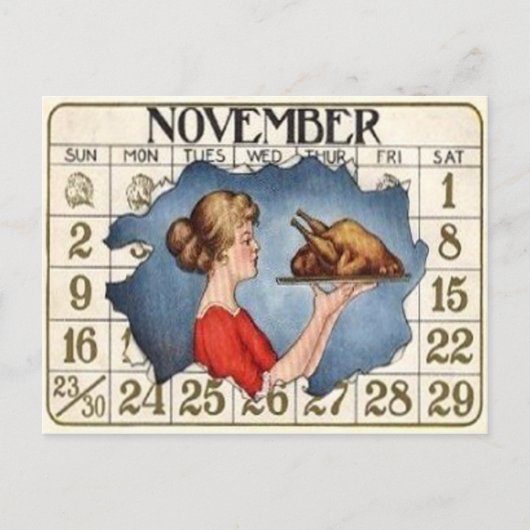 Thanksgiving Kalender Feestdagenkaart (Voorkant)