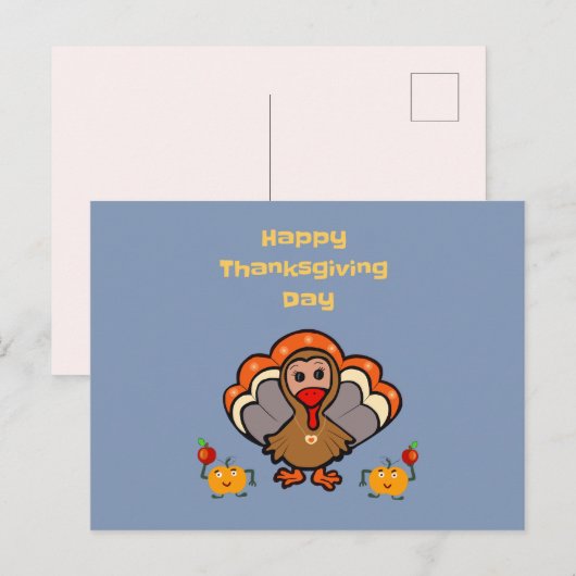 Thanksgiving kalkoen briefkaart (Voorkant / Achterkant)