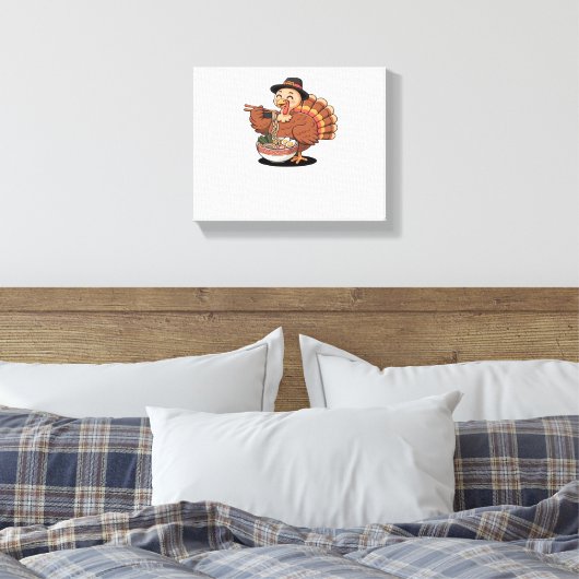 Thanksgiving kalkoen eet ramen Oversized T-Shirt Canvas Afdruk (Insitu (Slaapkamer))