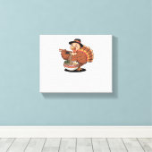 Thanksgiving kalkoen eet ramen Oversized T-Shirt Canvas Afdruk (Insitu (Houten vloer))