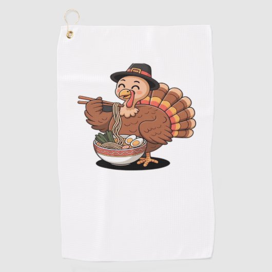 Thanksgiving kalkoen eet ramen Oversized T-Shirt Golfhanddoek (Voorkant)