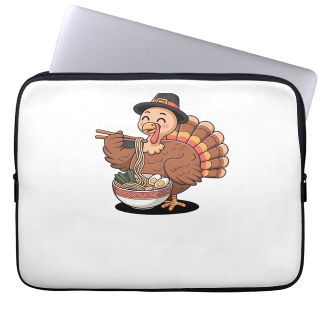 Thanksgiving kalkoen eet ramen Oversized T-Shirt Laptop Sleeve (Voorkant)