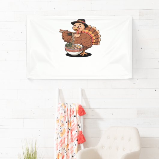 Thanksgiving kalkoen eet ramen Oversized T-Shirt Spandoek (Insitu)