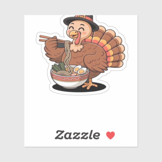 Thanksgiving kalkoen eet ramen Oversized T-Shirt Sticker (Vel)