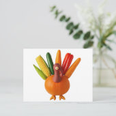 Thanksgiving kalkoen gemaakt van groenten briefkaart (Staand voorkant)