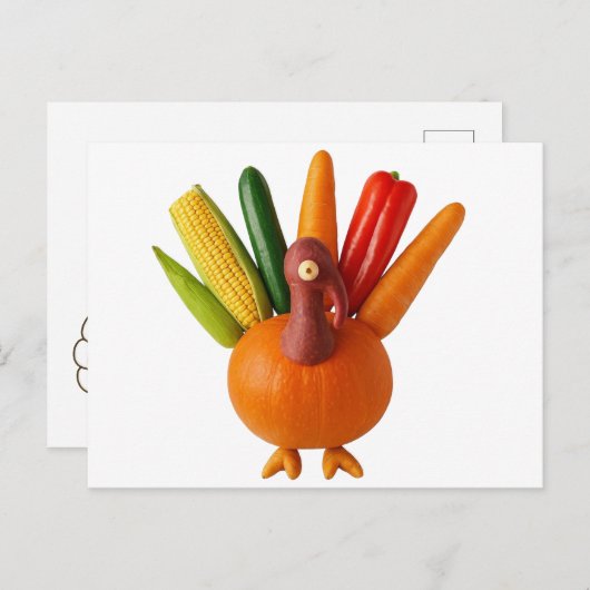 Thanksgiving kalkoen gemaakt van groenten briefkaart (Voorkant / Achterkant)