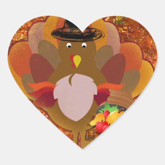 Thanksgiving kalkoen hart sticker (Voorkant)