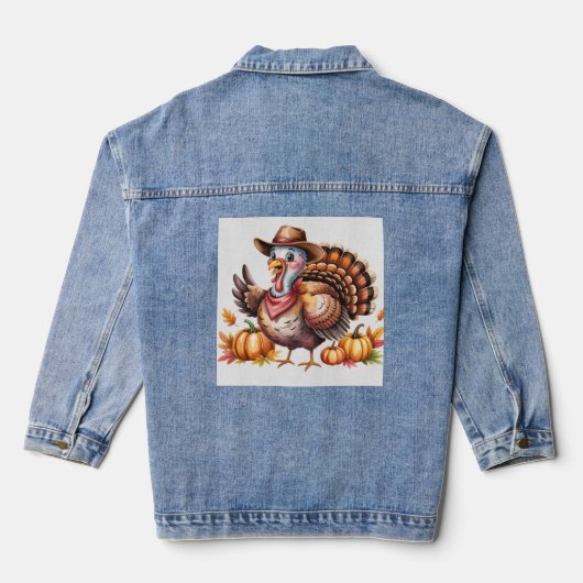 Thanksgiving kalkoen herfst denim jacket (Achterkant)