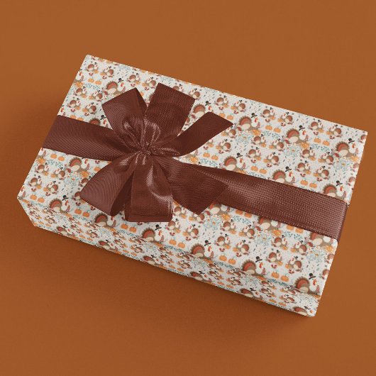 Thanksgiving-kalkoen herfstpatroon cadeaupapier