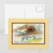  Thanksgiving kalkoen in vliegtuig Feestdagenkaart (Voorkant / Achterkant)