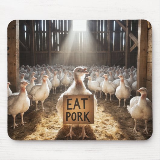 Thanksgiving kalkoen met "eet varkensvlees" teken muismat (Voorkant)