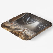 Thanksgiving kalkoen met "eet varkensvlees" teken papieren bordje (Gebogen)