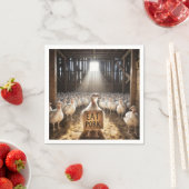 Thanksgiving kalkoen met "eet varkensvlees" teken servet (Insitu)