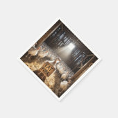 Thanksgiving kalkoen met "eet varkensvlees" teken servet (Hoek)