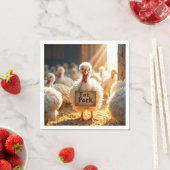 Thanksgiving kalkoen met "eet varkensvlees" teken servet (Insitu)