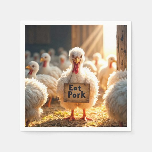 Thanksgiving kalkoen met "eet varkensvlees" teken servet (Voorkant)