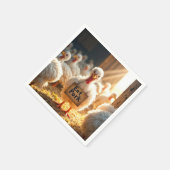 Thanksgiving kalkoen met "eet varkensvlees" teken servet (Hoek)