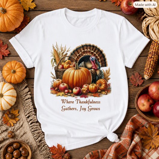 Thanksgiving Kalkoen Pompoen Herfst Mode T-shirt