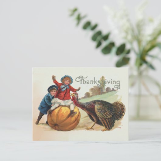 Thanksgiving  kalkoen Pompoen Kinder Briefkaart (Staand voorkant)