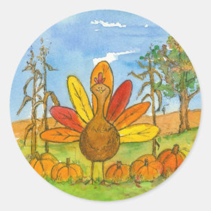 Thanksgiving kalkoen pompoen patch ronde sticker