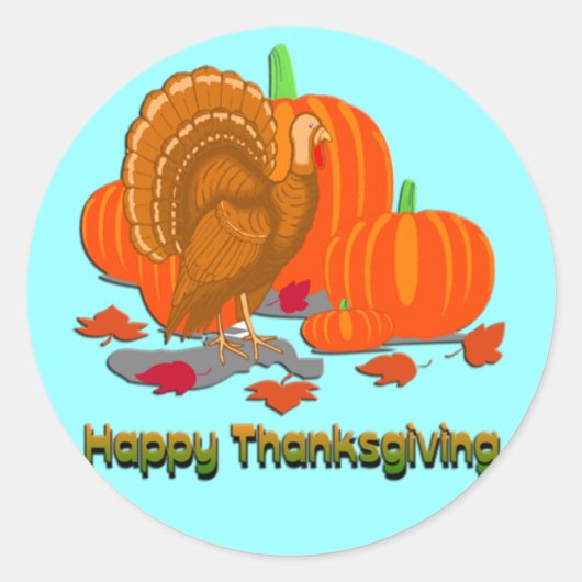 Thanksgiving kalkoen pompoenen ronde sticker (Voorkant)