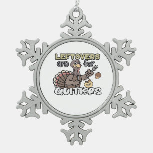 Thanksgiving kalkoen restjes zijn voor uitzetters tin sneeuwvlok ornament