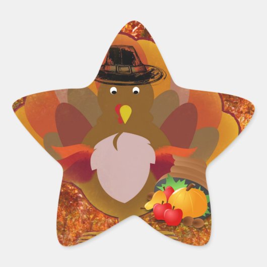 Thanksgiving kalkoen ster sticker (Voorkant)