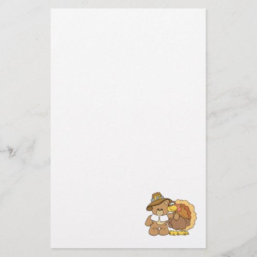 thanksgiving kalkoen teddybeer ontwerp briefpapier (Voorkant)