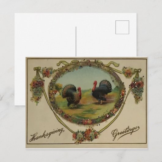 Thanksgiving kalkoenen briefkaart (Voorkant / Achterkant)