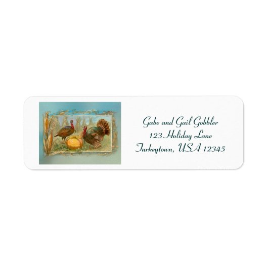  Thanksgiving kalkoenen en pompoen Etiket (Voorkant)