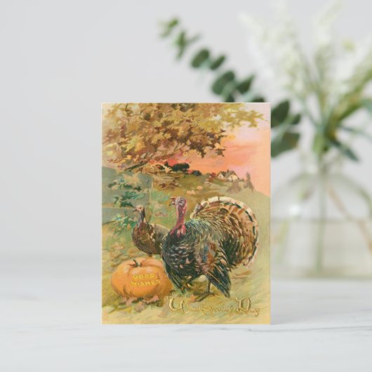  Thanksgiving kalkoenen en pompoen Feestdagenkaart (Staand voorkant)