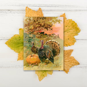  Thanksgiving kalkoenen en pompoen Feestdagenkaart