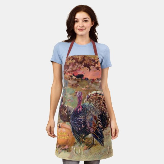  Thanksgiving kalkoenen en pompoen Schort (Gedragen)