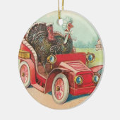 Thanksgiving kalkoenen rijden keramisch ornament (Links)